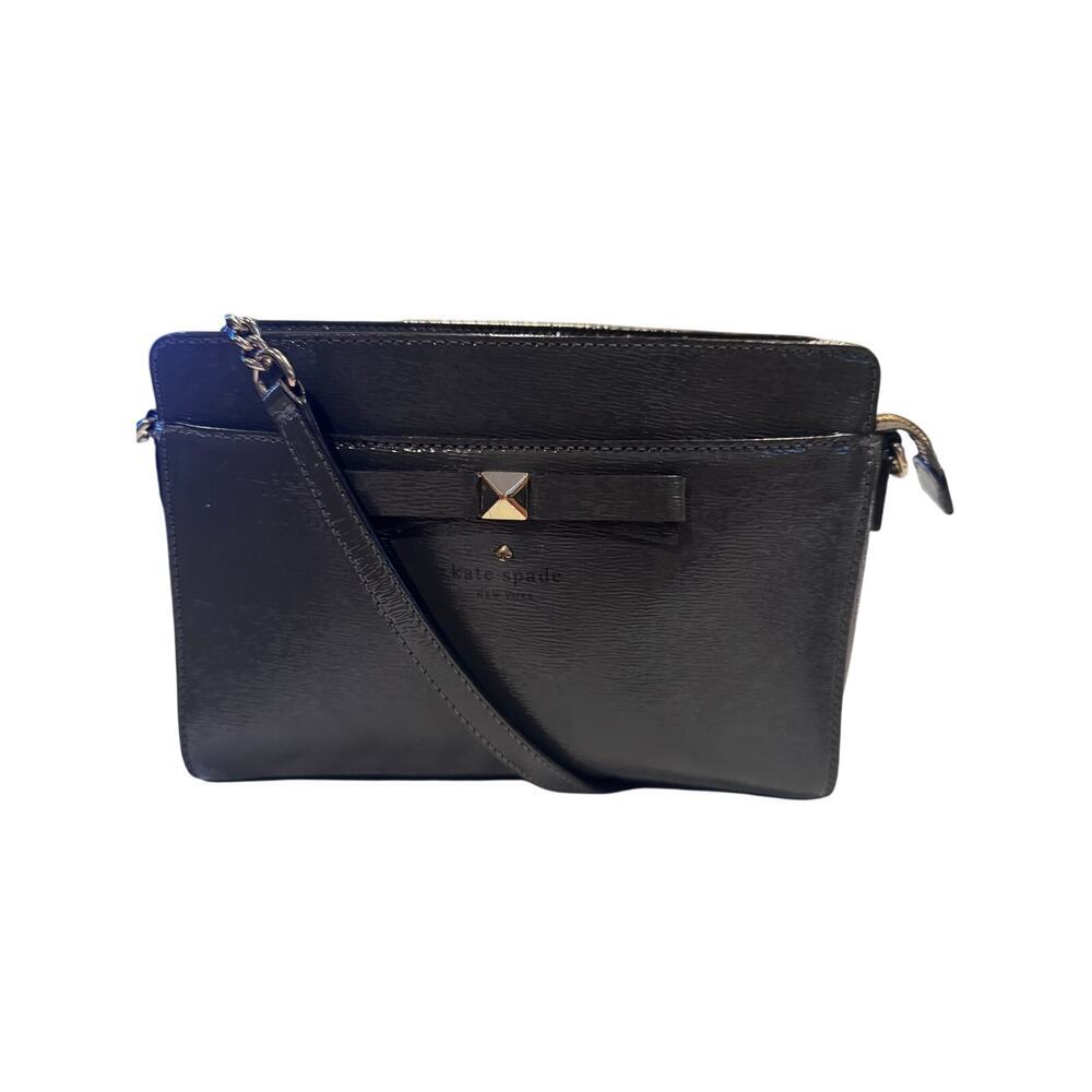 KATE SPADE Hancock Park Angelica Crossbody Doe Gray Patent Leather with Dust Bag